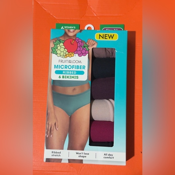 Fruit of the Loom 6 Women's Ribbed Microfiber Bikinis size 7L - Picture 2 of 4